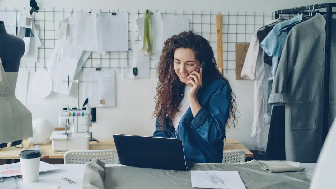 Small business owner using a laptop for digital marketing strategy